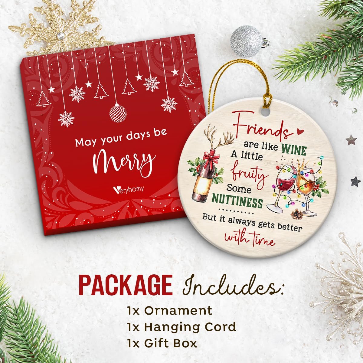 Funny Friend Christmas Ornaments 2025 - Bestie Ornament, Friend Gifts for Women, Men, BFF, Coworkers, Work Friends, Soul Sister - Double-Sided Ceramic Friendship Ornament for Tree Decor - Image 3