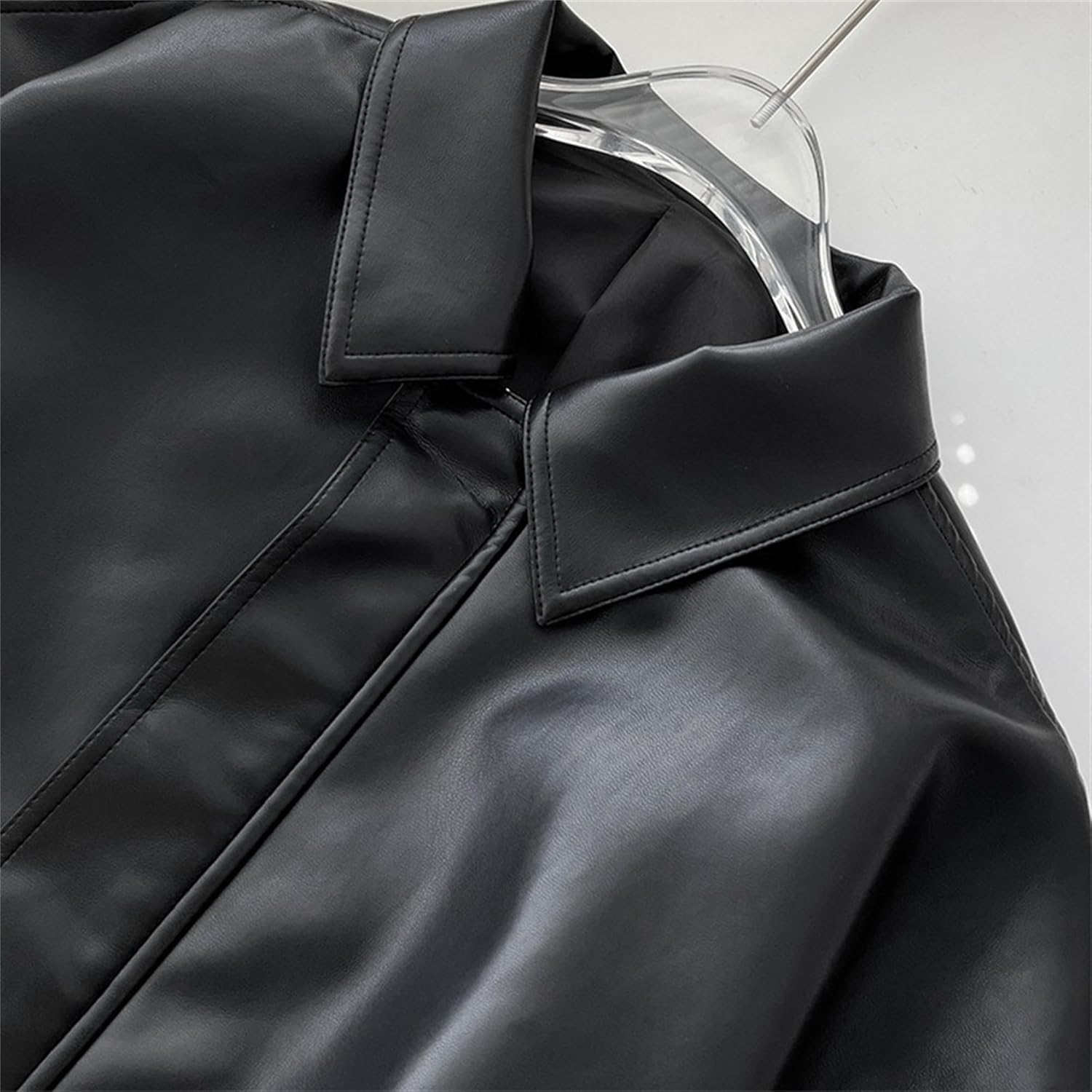 Women's Faux Leather Vintage Bomber Coat Solid Oversize Motorcycle Coat Jacket Casual Comfort Fall Outerwear