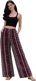 AGARBHA Women’s Printed Rayon Wide Leg Palazzo Pants with 2 Pockets | Breathable and Comfortable Elastic Waist Casual Loun... Price In India