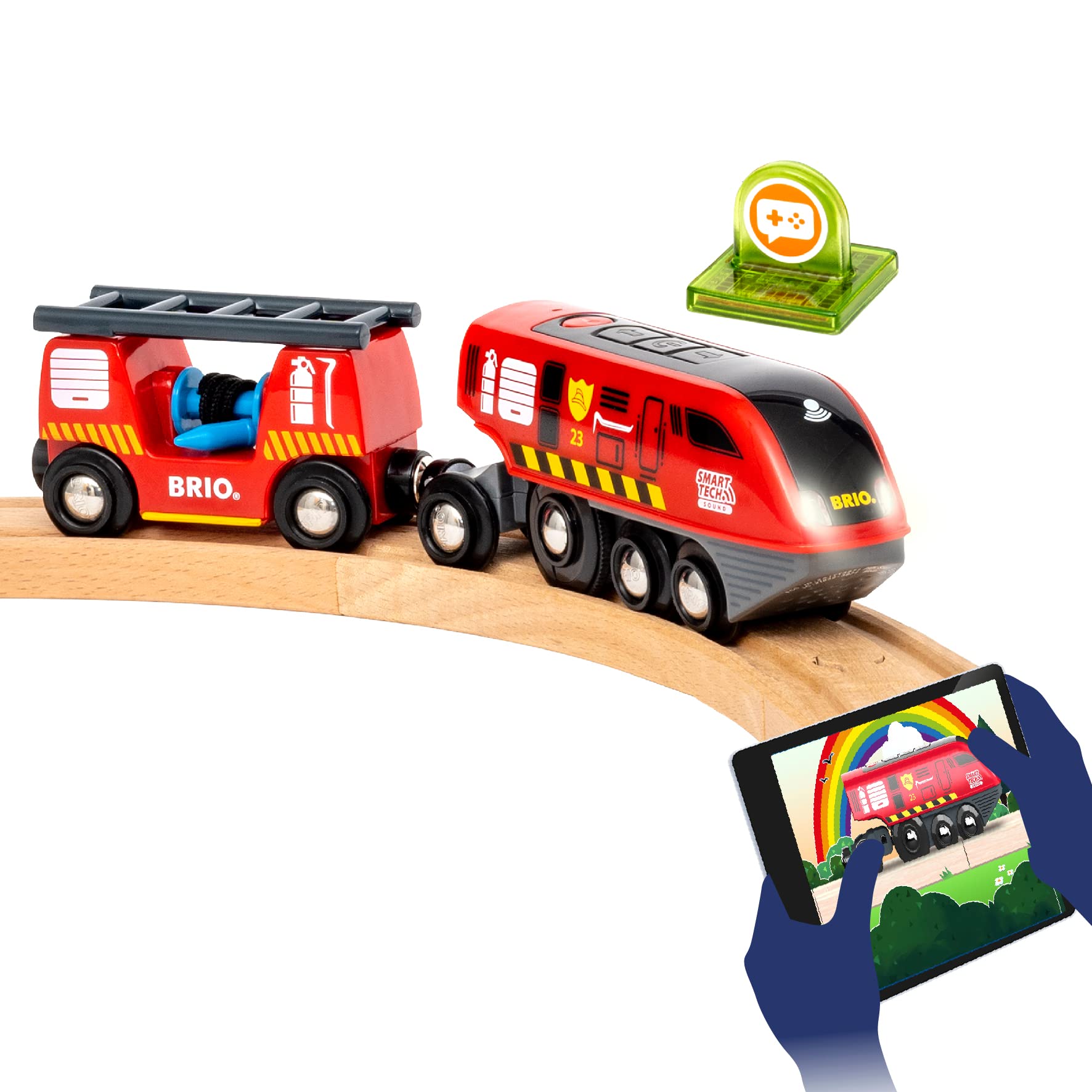 BRIO World – Set soccorso antincendio Smart Tech Sound 36004 | Set treno giocattolo alimentato a batteria da 41 pezzi. Adatto a bambini di età superiore a 3 anni