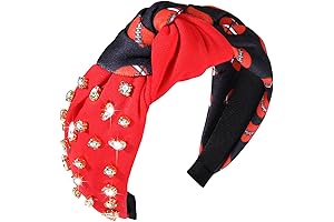 Football Headband for Women Chiefs, Bejeweled Embellished Wide Headband