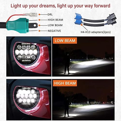 Vista 9 de Faros delanteros LED redondos de 7 pulgadas de 75 W, compatibles con Wrangler JK TJ LJ Plateado