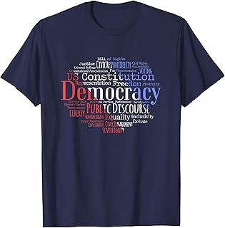 Democracy Word Cloud Art Election Red White and Blue T-Shirt