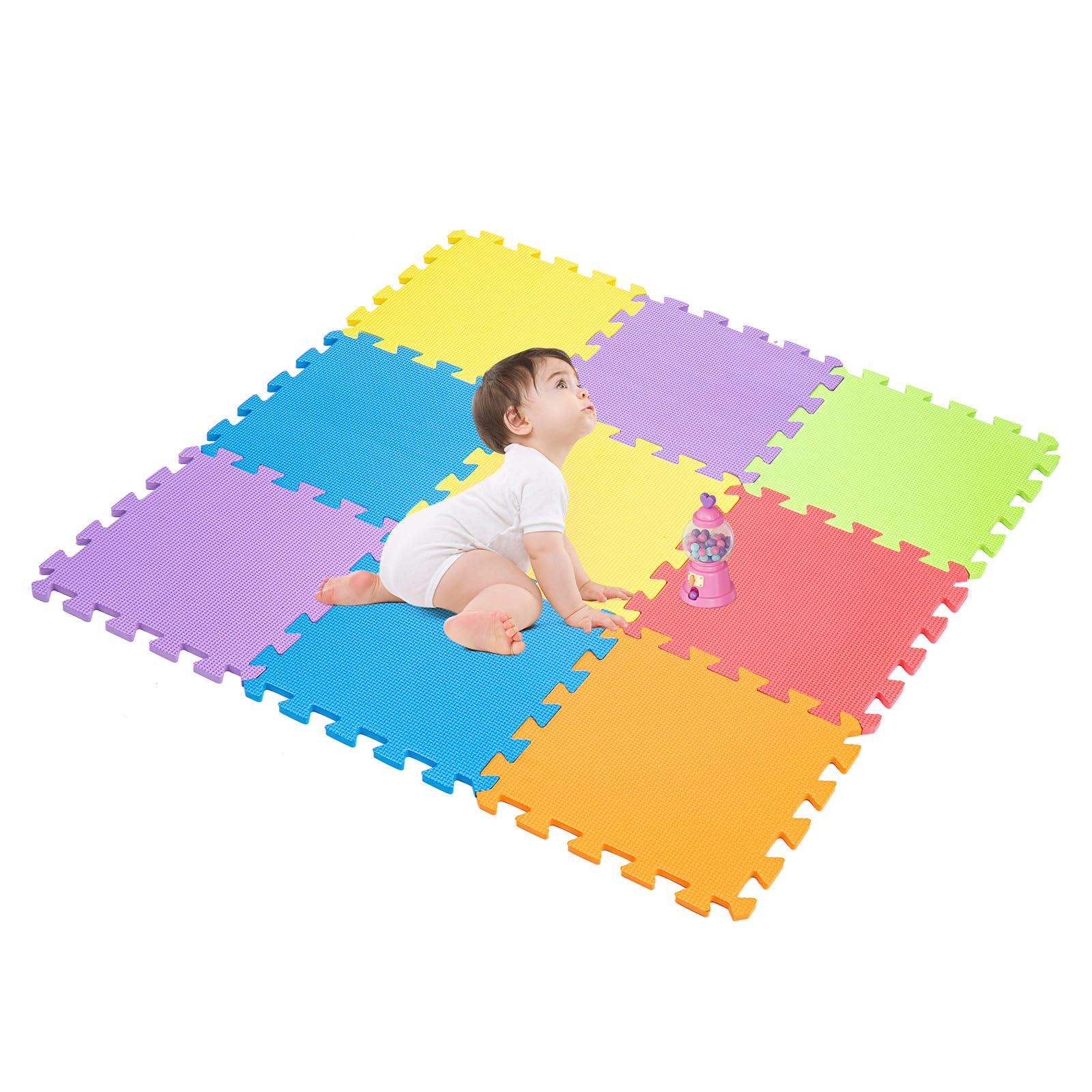 YORKING 27Pcs Foam Floor Mats EVA Interlocking Soft Foam Play Ma 30X30cm for Kids Gym, Yoga, and Exercise - Durable Tiles for Children, Toddlers, Crawling, and Sports