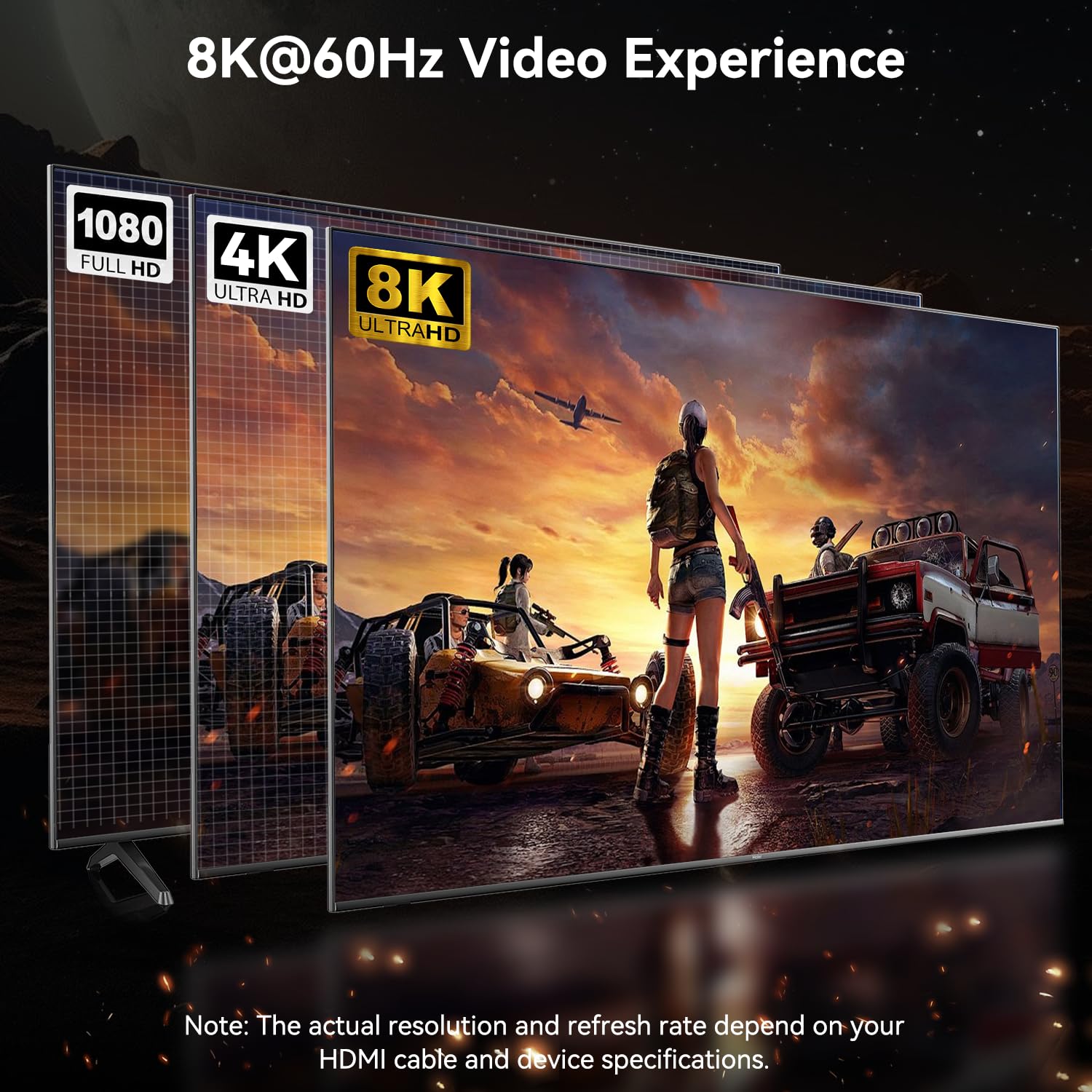 BENFEI Adattatore da DisplayPort 1.4 a HDMI 2.1 8K@60Hz/4K@240Hz/1080P@480Hz, da computer DP unidirezionale a monitor HDMI, convertitore in alluminio ad alte prestazioni per monitor da gioco, TV, AMD