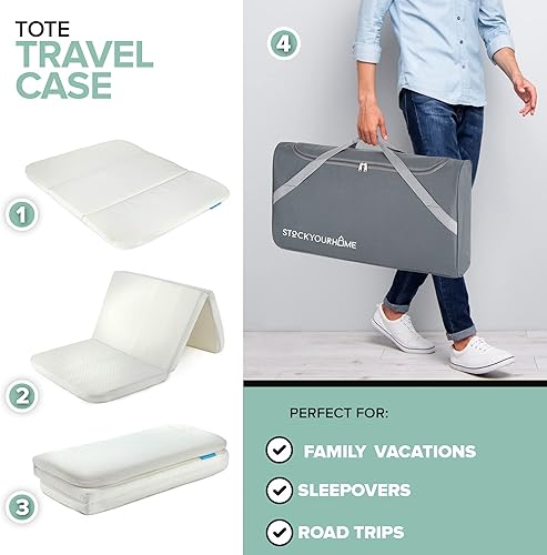 Miniatura 5 de Cubrecolchón plegable de viaje con bolsa, mini colchones portátiles impermeables para cuna, cubierta de espuma viscoelástica para cama de bebé,