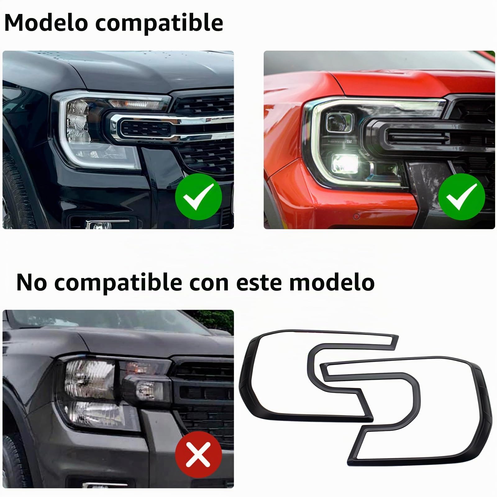 Cubierta de faros delanteros y Cubierta de luz trasera para Ford Ranger 2023-2024-2025 T9 Wildtrak Raptor Wildtrak X Limited Platinum