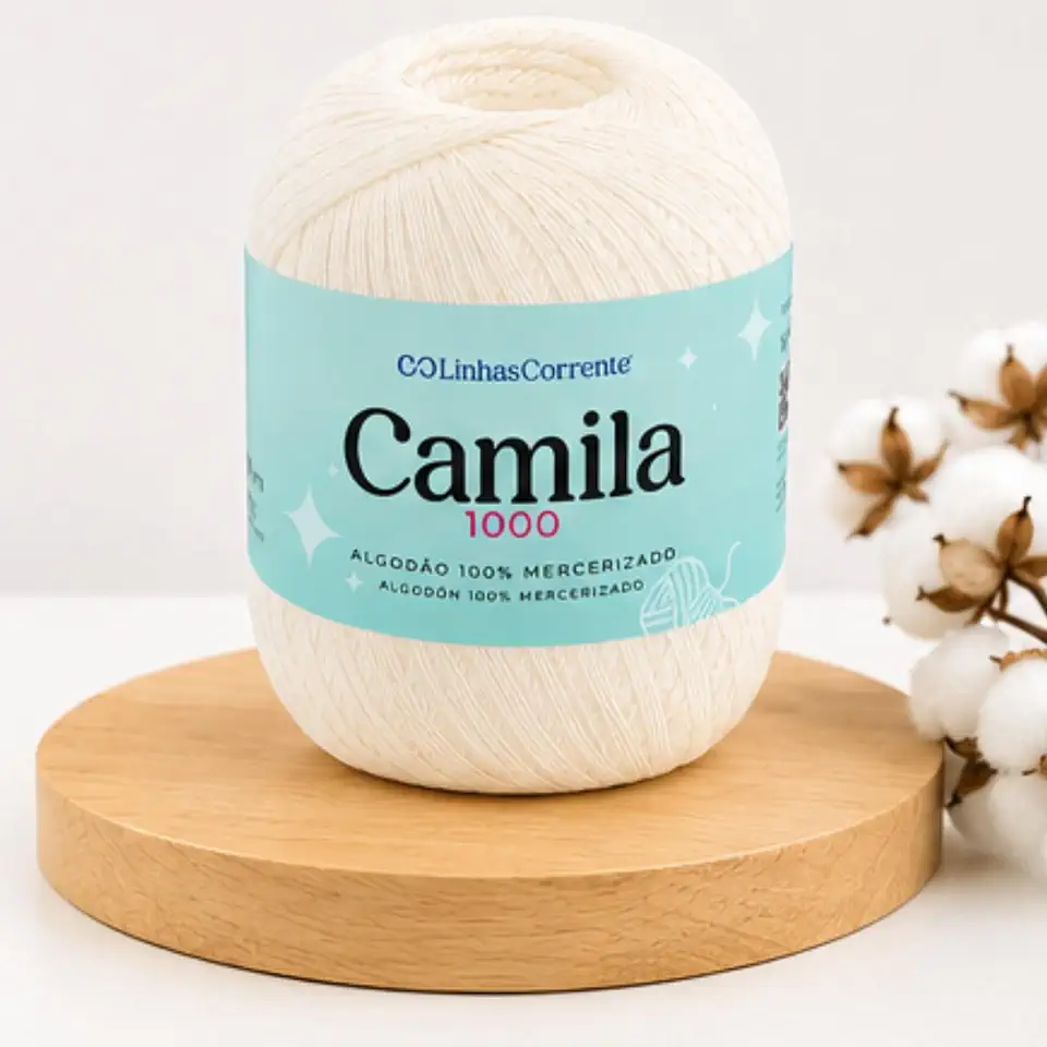 Linha de Crochê 100% Algodão Mercerizado TEX 145 proporcionado Brilho Intenso, Maciez, Alta Resistência, Ideal para Peças Delicadas com 1000 metros, tonalidade Cru (branco Off-white)