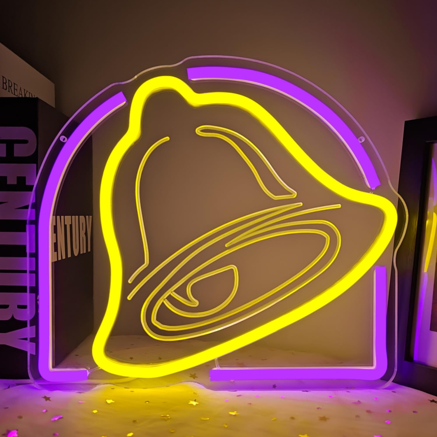 CinsYarn Taco Neon Sign Bell Neon Led Sign Taco Party Decorations