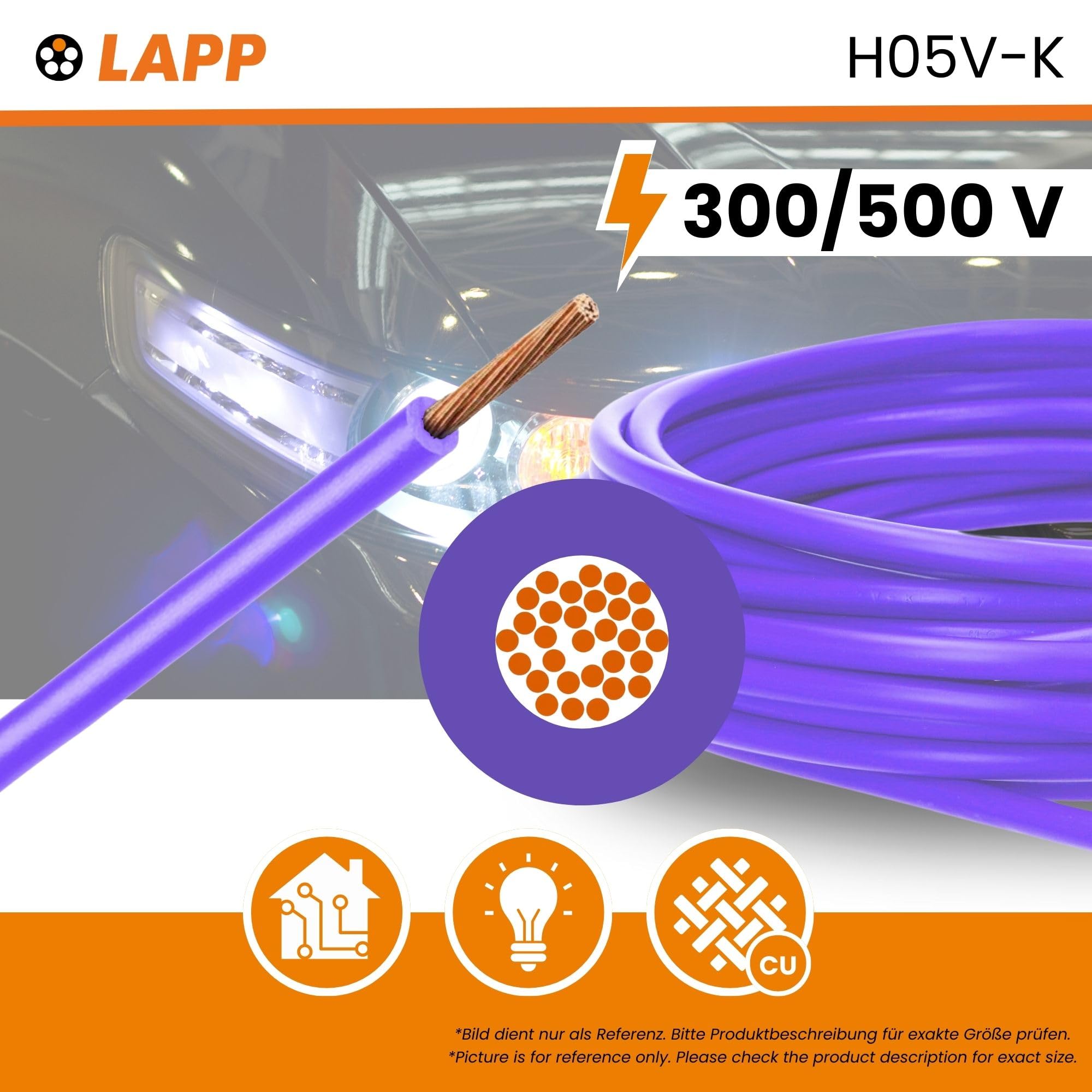 Lapp Cable de Cableado H05V-K 0,75 mm², Violeta, Flexible de PVC Individual