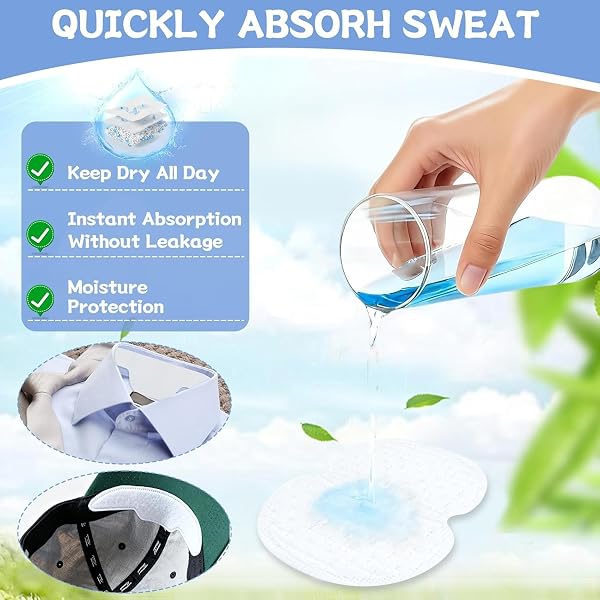 80 Piezas Almohadillas Sudor Axilas, Desechables Almohadillas Absorbentes con 10 Parches para el cuello, Cómodo y Invisible, Antisudor Axilas para Hombres Mujeres - 4