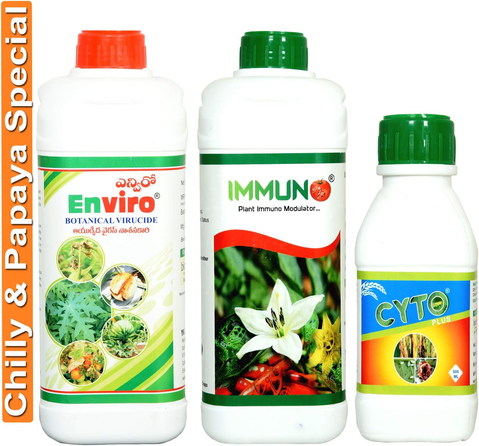 Enviro Immuno & Cyto Plus Chilli/Papaya Farming Special For Virus Control, Natural Growth Promoter & Flower Booster Spray- 1.25 Litre Pack