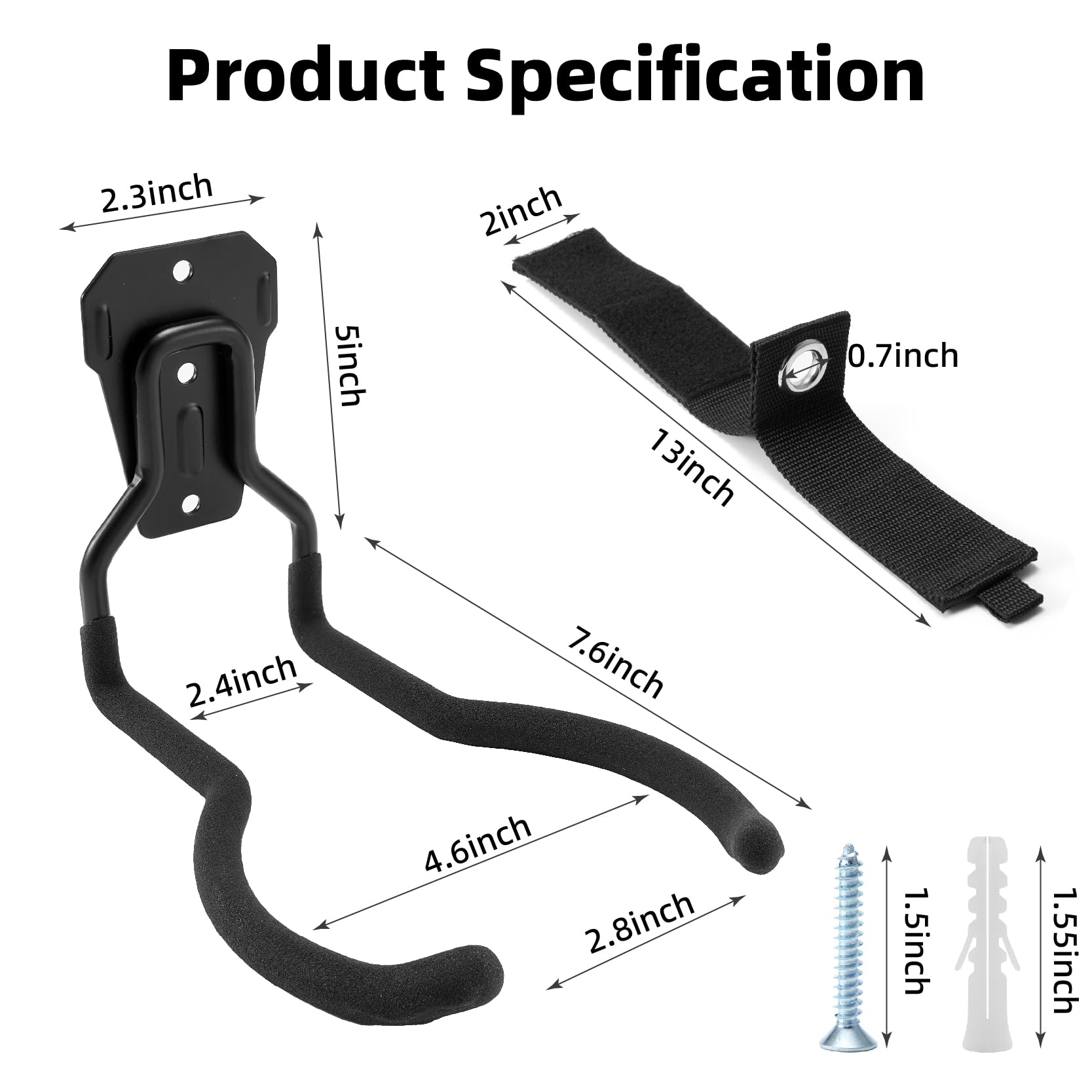 Sinoer Support pour outils électriques de jardin, support pour nettoyeur, coupe-cordon, crochet mural, crochet mural pour garage, support utilitaire, (paquet de 4) peut supporter jusqu'à 30 kg