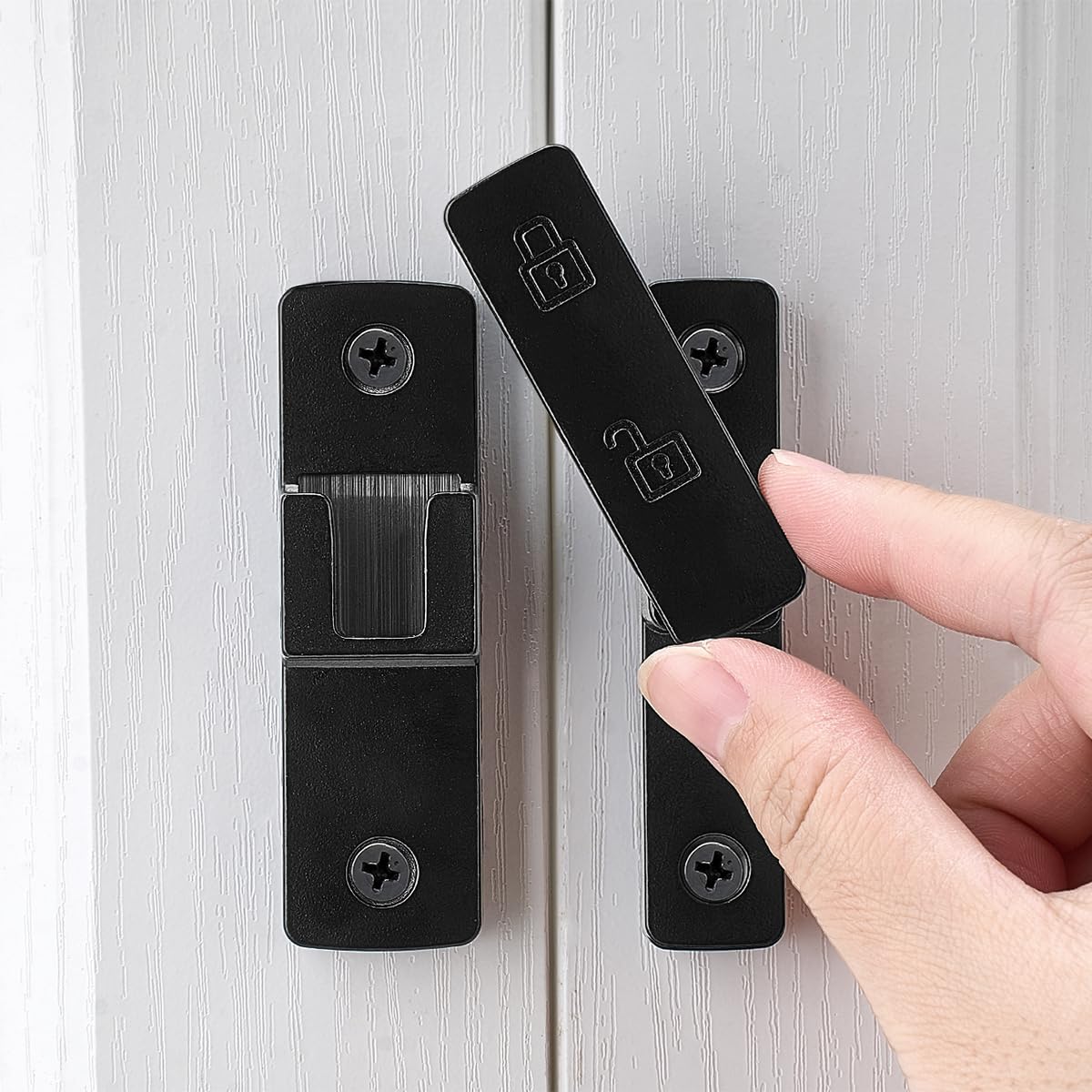 INIRET 3 Packs Black Barn Door Latches,180 Degree Gate Lock,Flip Gate Latches Hardware,Zinc Alloy Door Lock Latch,Door Security Sliding Door Latch Lock for Cabinets,Bathroom, Barn & Garden.