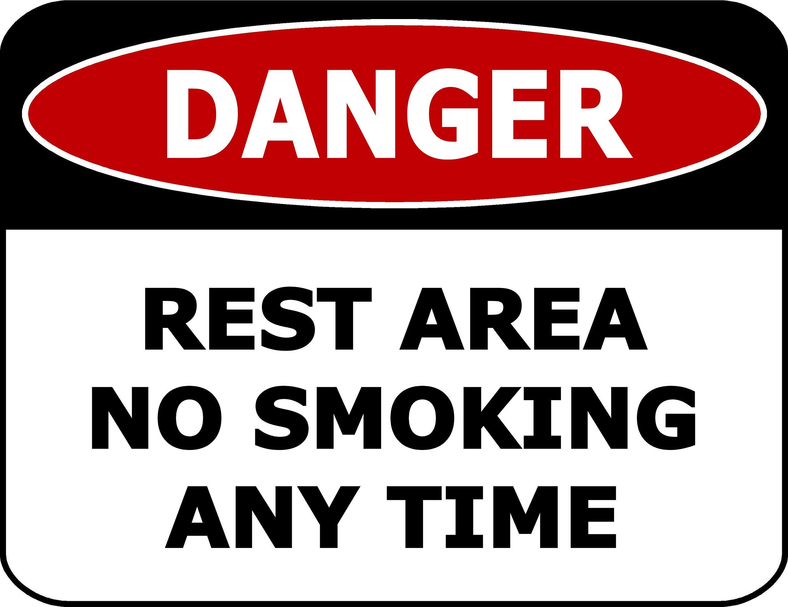 Rest Stop Fire Ban Metal Tin Sign, No Smoking Permitted At Any Time Rest Area Safety Wall Decor, 12x8 Inches Aluminum