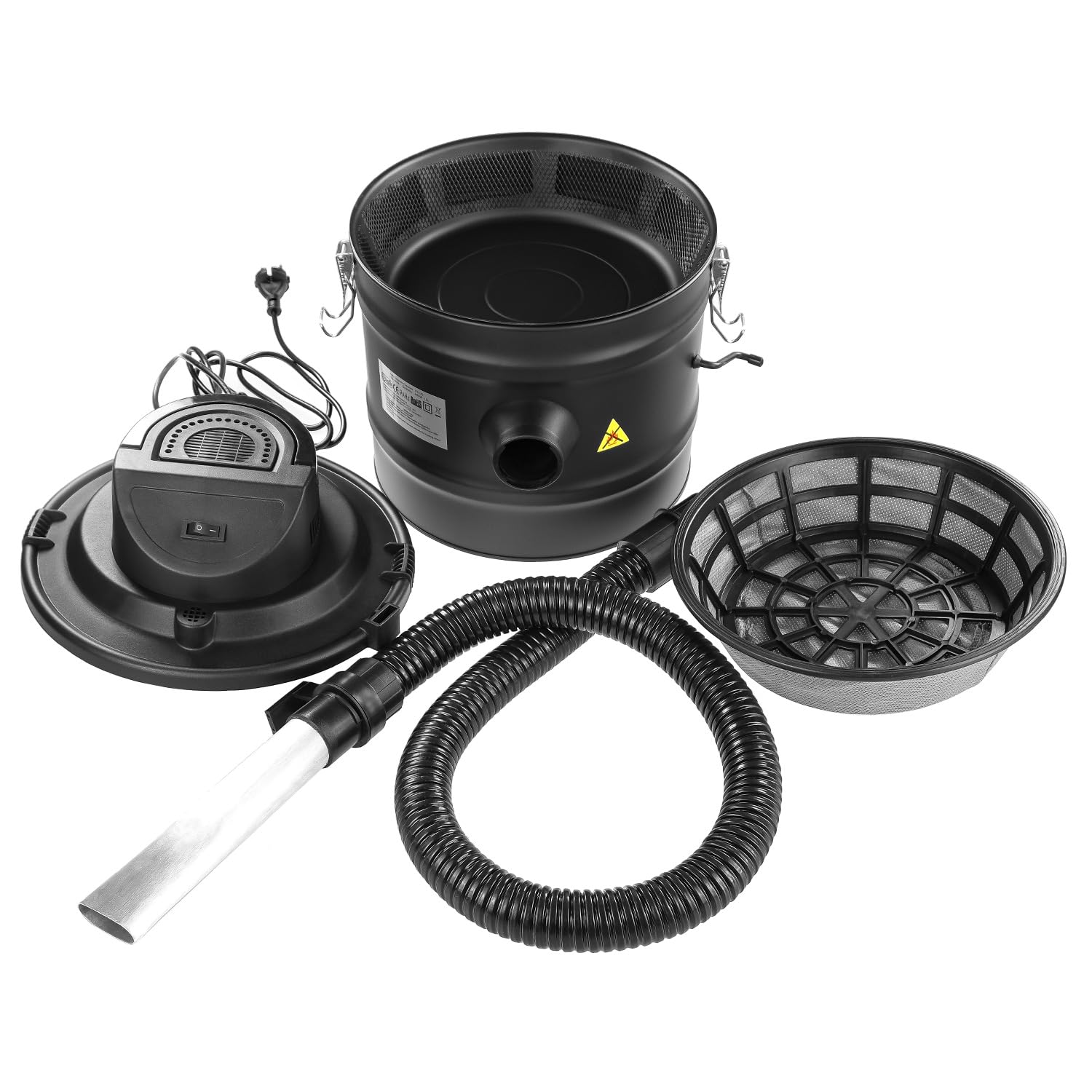 Raik - Aspirateur à cendres 15L 800W sans sac pour cendres froides, poêle à bois, barbecue, poêle à granulés, filtre, tuyau d'aspiration de 1m, nettoyage du filtre, aspirateur pour cheminée