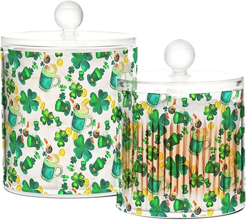 Miniatura 2 de Tarros del día de San Patricio con tapas, recipientes de almacenamiento de baño, recipientes de almacenamiento de algodón para dormitorio, artículos