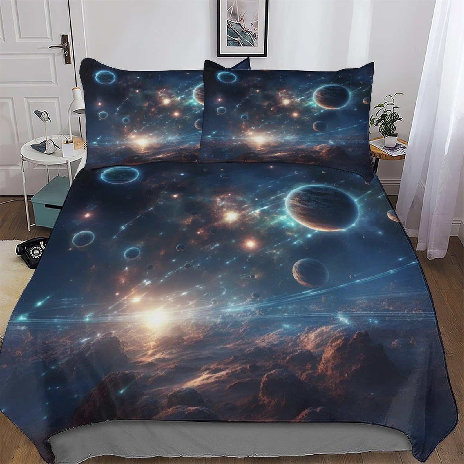 Housse de couette douce planète anti-plis pour un lit King toujours impeccable