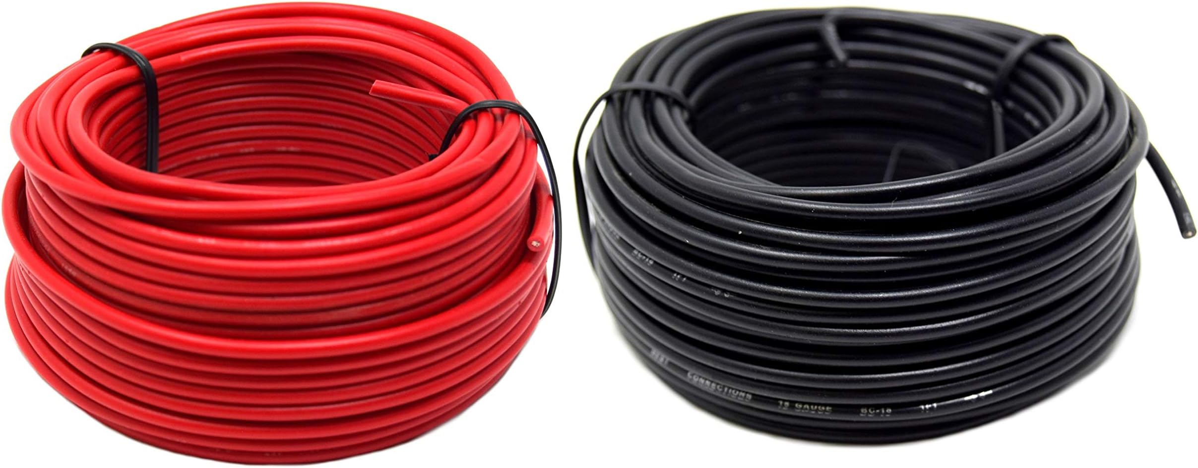 18 GAUGE WIRE RED & BLACK POWER GROUND 50 FT EACH PRIMARY STRANDED COPPER CLAD