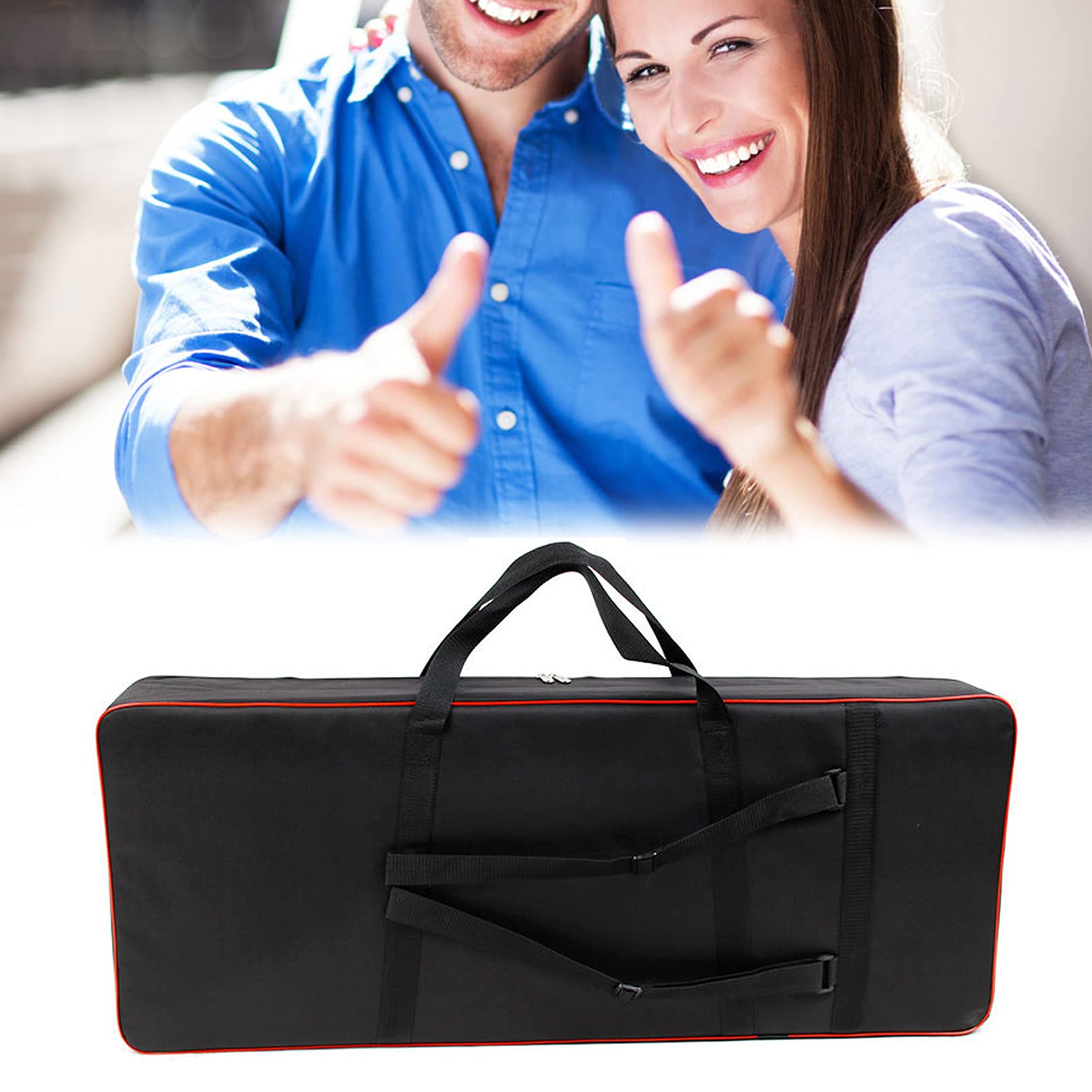 Vilihkc Funda para teclado de 61 teclas, portátil, duradera, impermeable, tela Oxford 600D con funda acolchada de algodón de 10 mm, bolsa de concierto de 40 x 16 x 6 pulgadas, Azul, Viajes