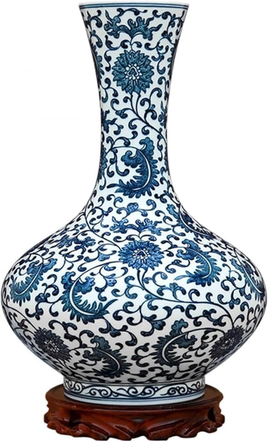 Vase en porcelaine bleue et blanche stable pour compositions florales