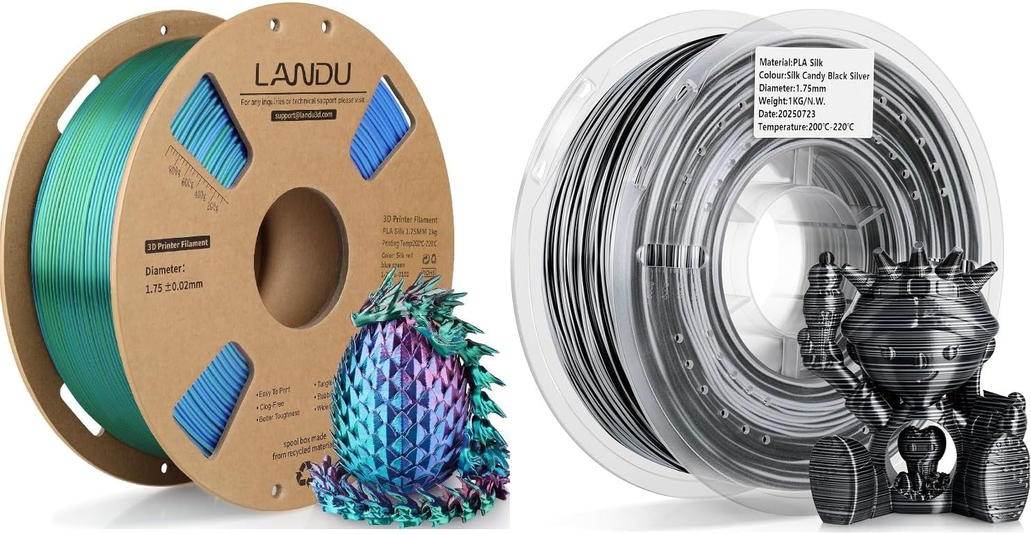 LANDU Silk PLA Filament 1.75mm,Tri-Color PLA Filament&Silk Candy PLA Filament