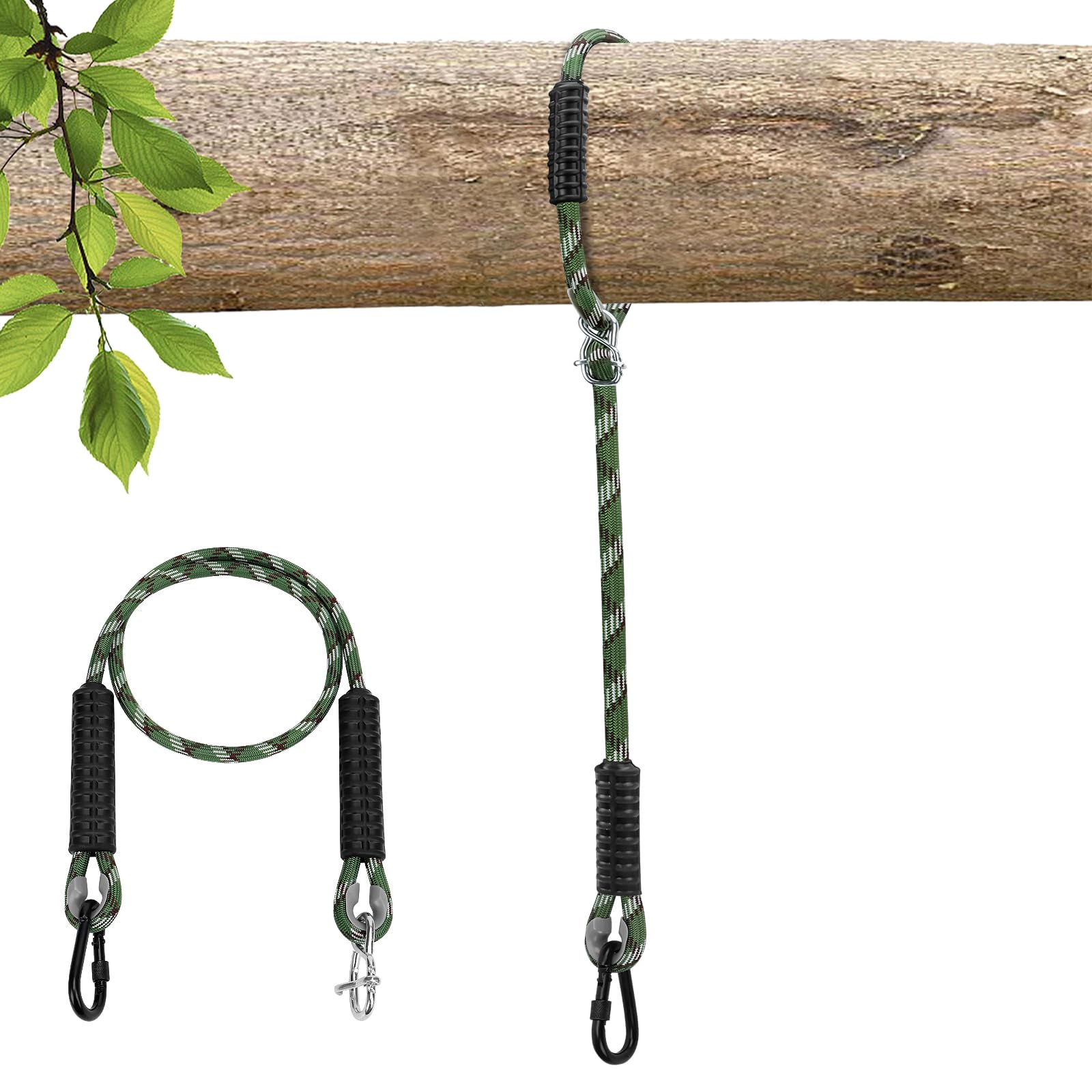 Heavy Duty Tree Swing Ropes Hammock, Adjustable Extendable Hanging Straps Carabiners for Swing Hammock Playground Set Accessories 3.9ft(47") Green