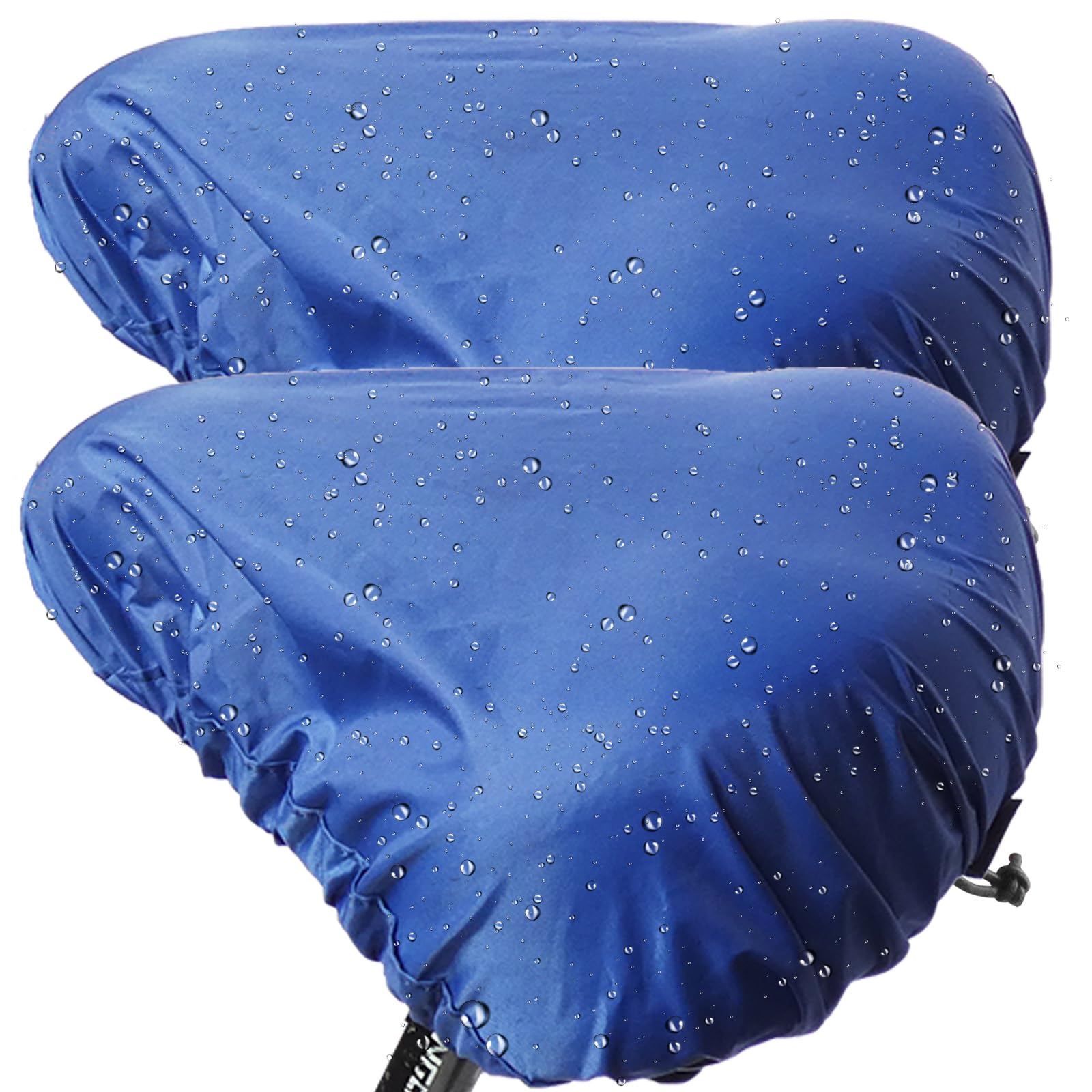 2-Pack Bicycle Saddle Rain Covers—UV-Protective, Waterproof, Dustproof, and Windproof; Fits Mountain, City, and E-Bike Saddles; Secured with Elastic Straps and Snap Clips; All-Season Use;blue