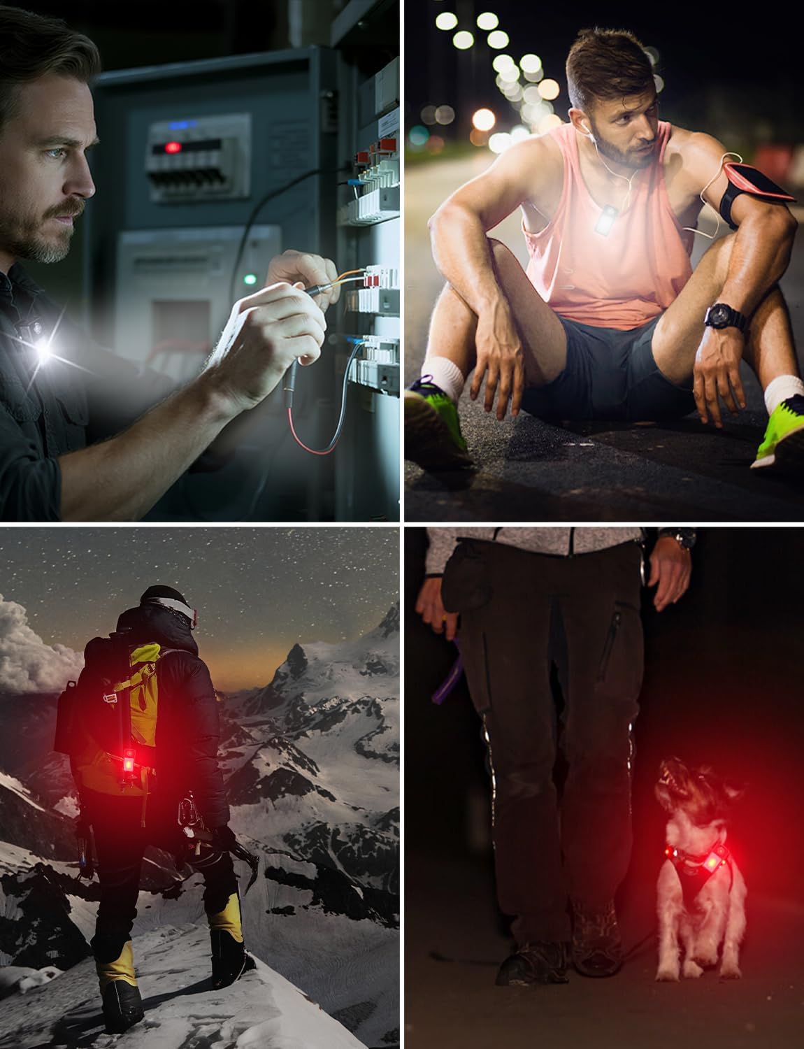 Clip on Flashlight, Rechargeable Safety Running Light with 3 Modes, Running Lights for Runners are IPX7 Waterproof, Hands Free Flashlight for Walking, Hiking, Dog Walking & Camping (2 Pack)