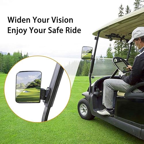 Miniatura 6 de 10L0L Espejos laterales universales para carrito de golf Yamaha Club Car, EZGO, espejo retrovisor lateral plegable extra ancho de 180 grados grandes