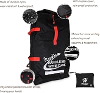 Vista 3 de Bolsa de viaje extra grande para cochecito de avión, para correr y cochecitos dobles, funda acolchada resistente al agua para cochecito para viajes