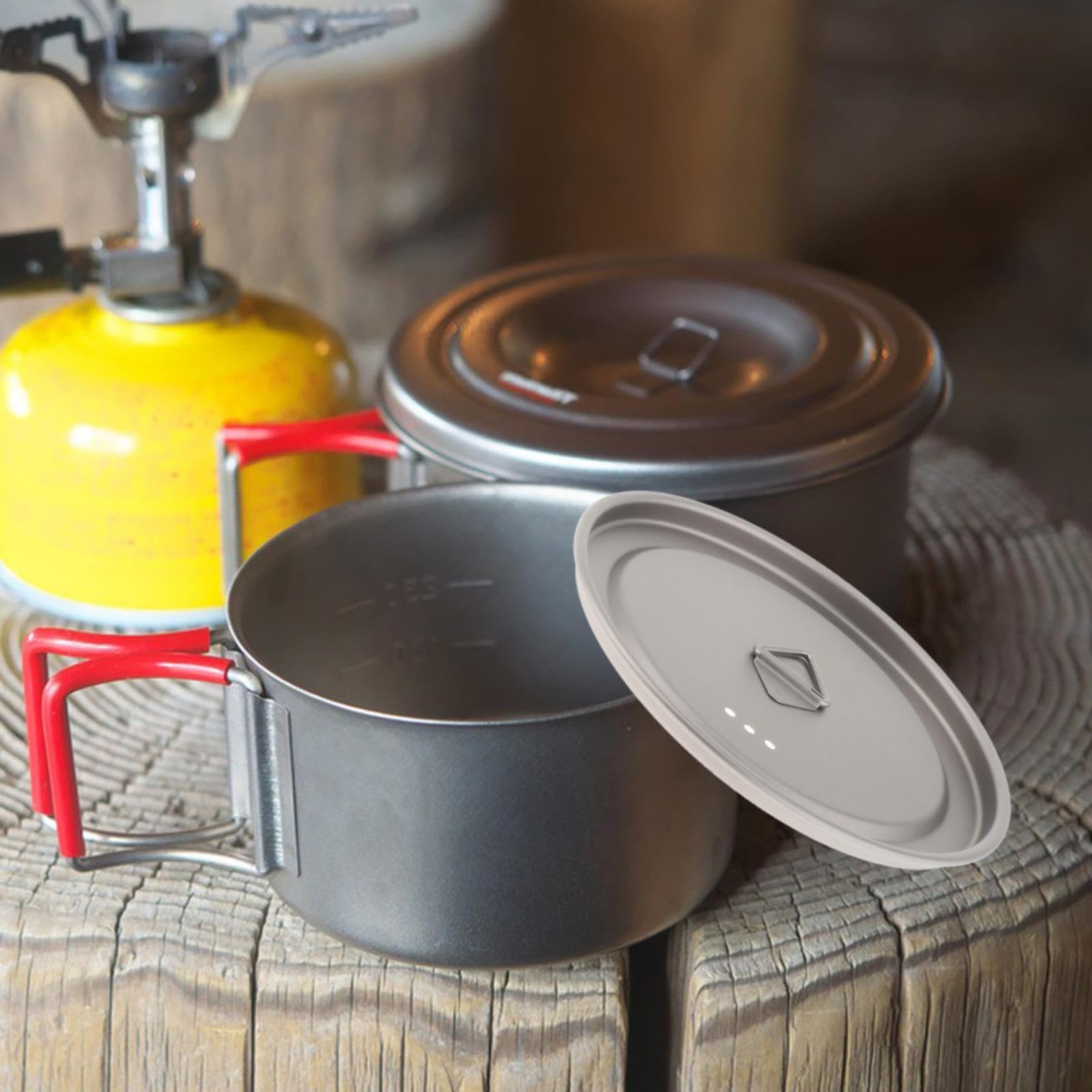 Couvercle de Tasse à Eau en Titane Couvercle de Pot de Camping avec Anneaux Couvercle de Tasse à Café pour La Randonnée Intérieure et Extérieure