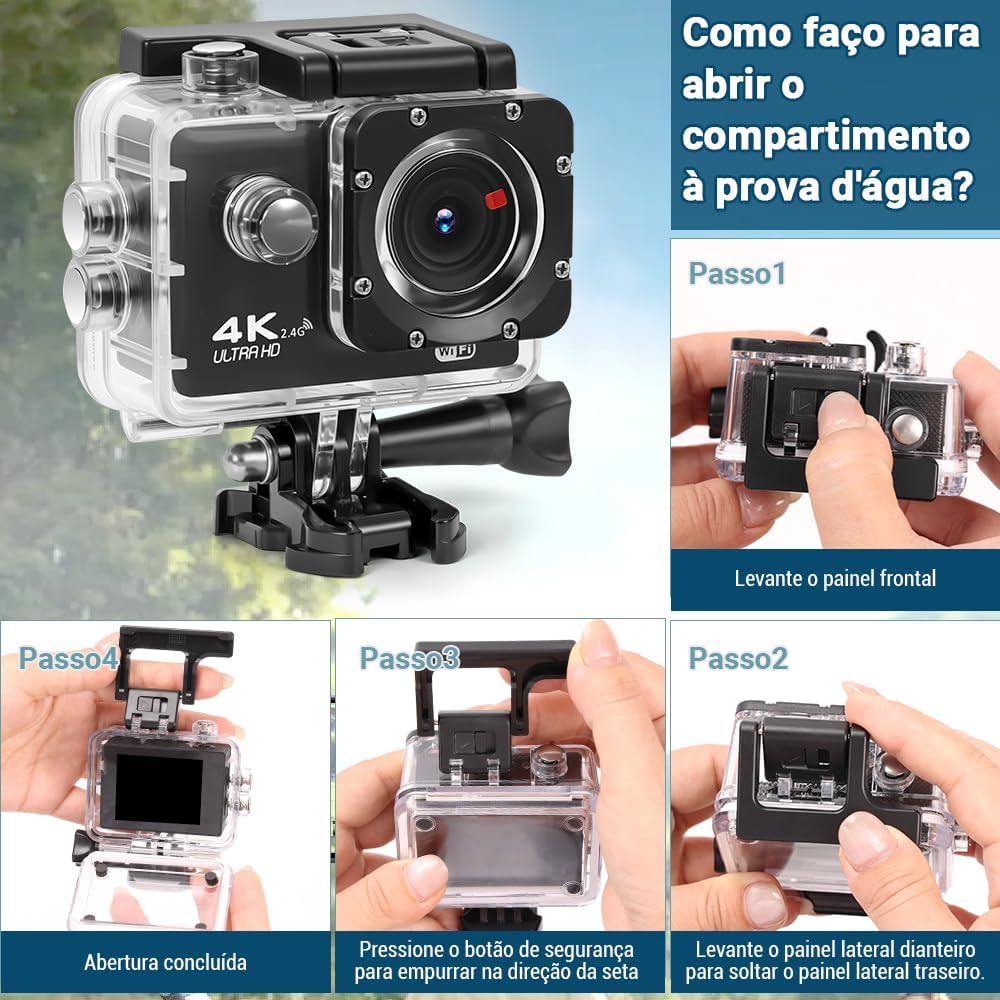 7191Qb8NXrL._AC_SL1000_ Filmadora 4K, 4K Câmera a Prova D'Água Subaquática de 20MP com Eis, Profundidade À Prova D'Água de 30 m
