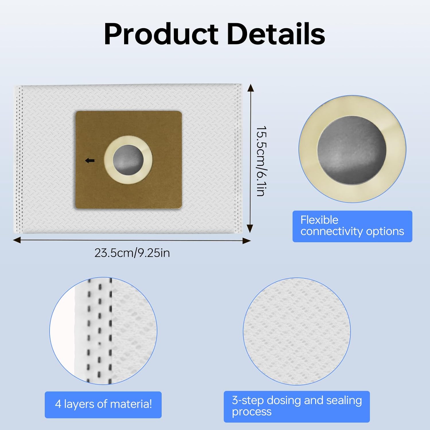 6 Pack NEN170 Vacuum Bags Compatible with Eureka NEN170 Canister Vacuum Cleaner,Specialized Micro Filtration Dust Bags Replacement