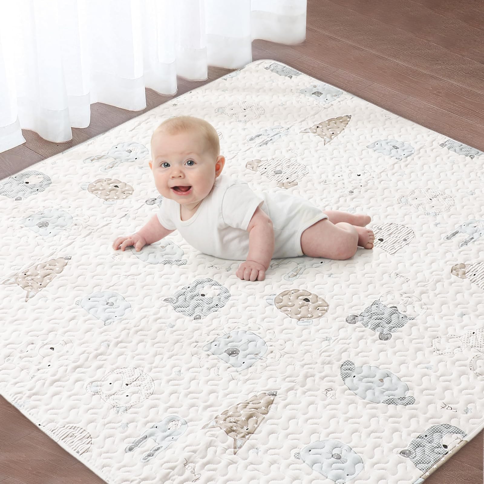 bopoobo Baby Play Mat 50" X 50", Baby Playpen Mat for Floor Non-Slip Washable Compatible with TODALE LIAMST Ajulkrio,Portable Travel Large Play Mats for Toddlers and Infants
