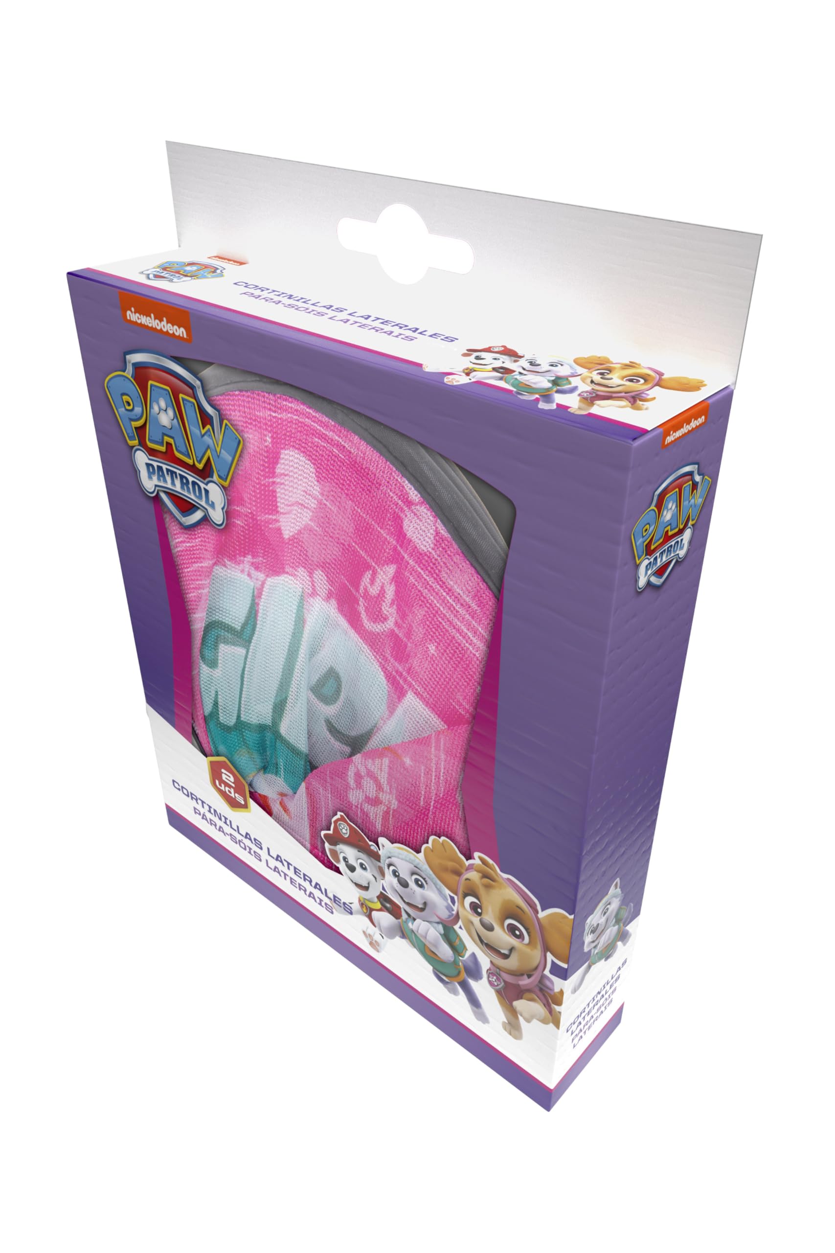 Paw Patrol Lot de 2 Rideaux latéraux microperforés de la Pat' Patrouille Roses avec Les Personnages Skye, Liberty et Everest. Protège des Rayons du Soleil et de la Chaleur