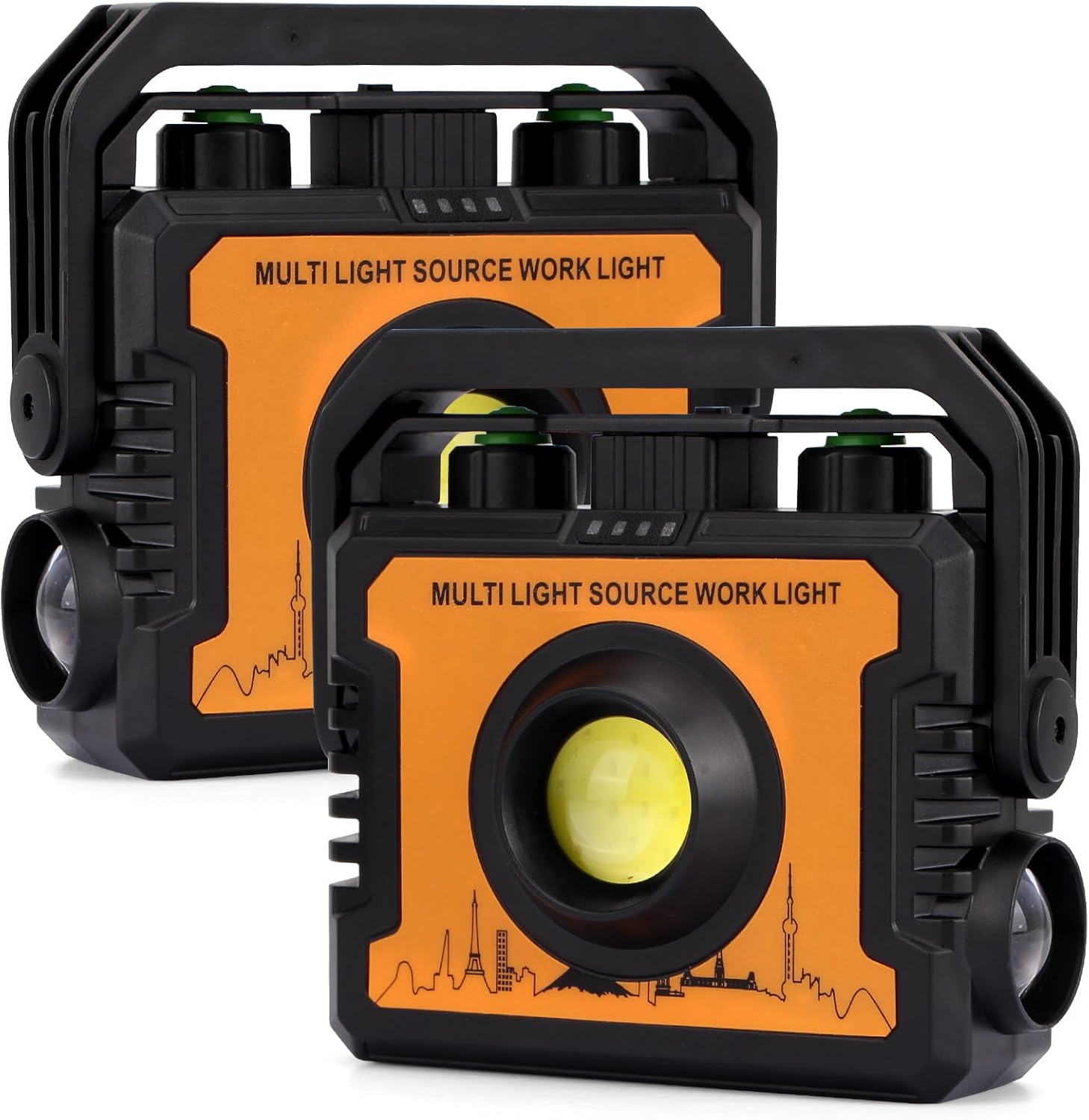 Work Light, Magnetic LED Rechargeable Light with 7 Modes & 270°Rotatable, 1500LM Waterproof COB Portable Light with Hook for Emergency Car Repair, Grill, Outdoor Work, Camping (2 Pack)