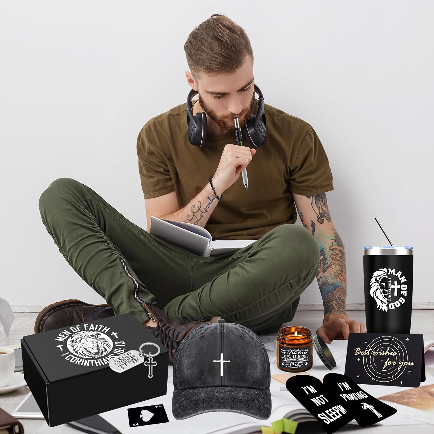 10 Pcs Christian Gifts for Men Faith, Inspirational Religious Gifts for Men, Catholic Gifts, Spiritual Gifts, Jesus Gifts, Encouragement Gifts for Dad, Husband, Grandpa, Male Friends, Coworker - Image 7