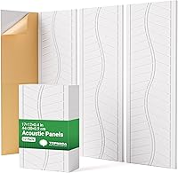 Vista 16 de Paquete de 18 paneles acústicos de pared absorbentes de sonido para estudios de grabación, tratamientos acústicos de línea de corte blanco