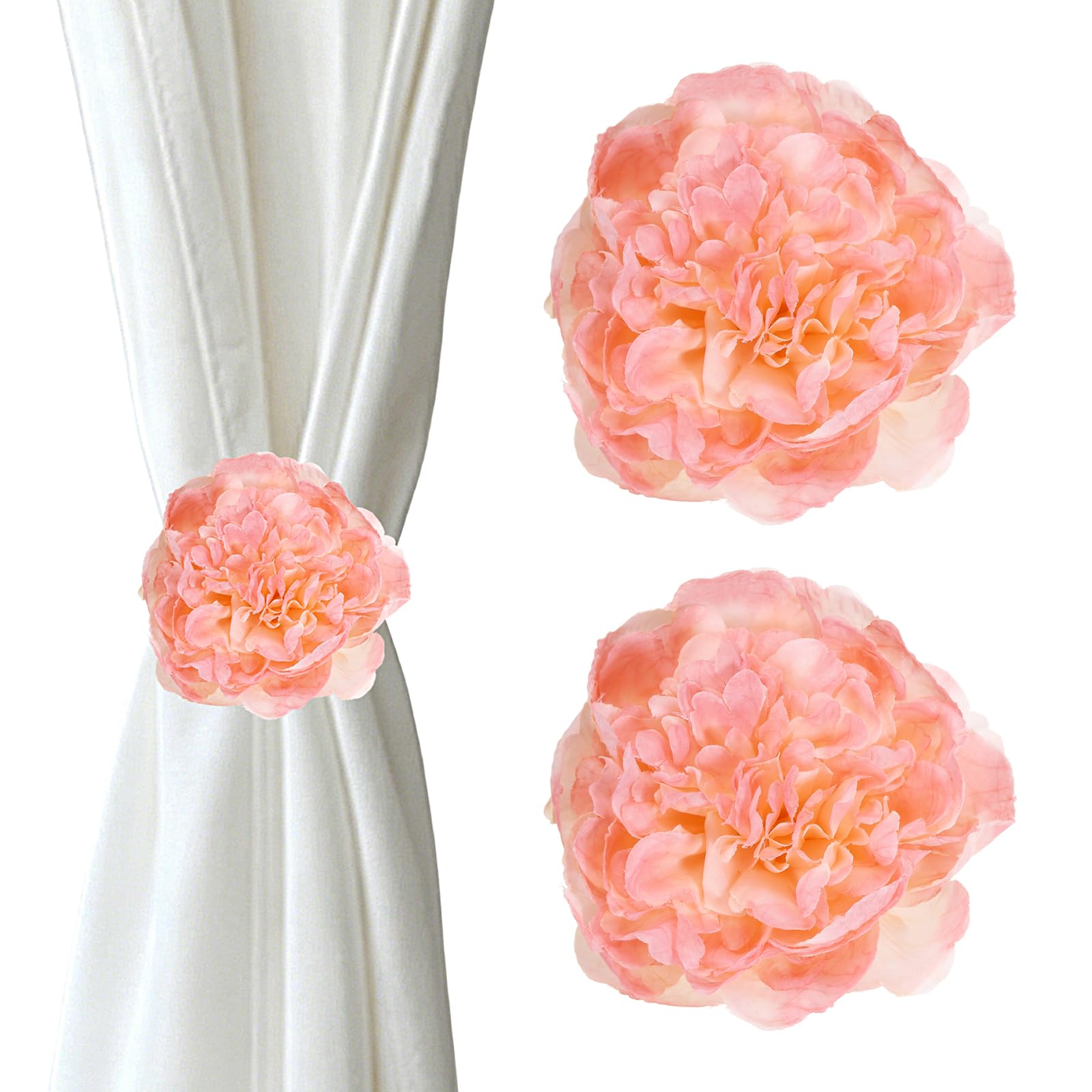 sourcing map Flower Curtain Clips 2PCS, Curtain Tiebacks Decorative Window Drape Holdback Window Drapery Decorative Clip Buckles for Bedroom Home Office Decor, Korean Pink