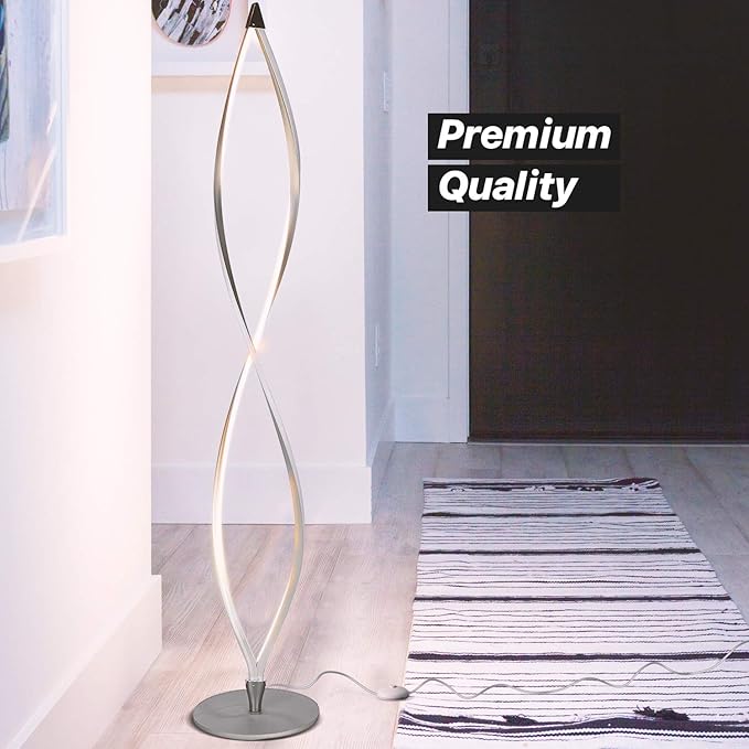 Brightech Brightech Twist Moderne led-spiraalvormige vloerlamp voor woonkamer, heldere verlichting, ingebouwde dimmer voor slaapkamersfeer, zacht licht, futuristische binnenlamp voor kantoor, zilver photo 2