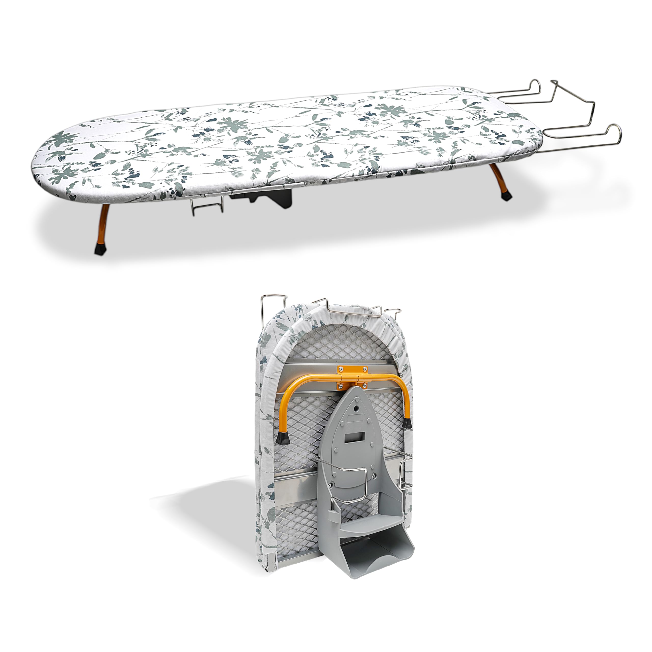 AKTIOIN Tabletop Ironing Board Folding with Iron Holder and Iron Rest, Portable Space Saving Small Metal Ironing Board