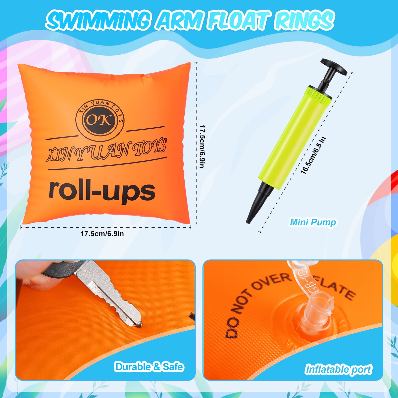 PVC Swim Arm Bands 6 Pack PVC Swimming Arm Float Rings - Colorful For ...