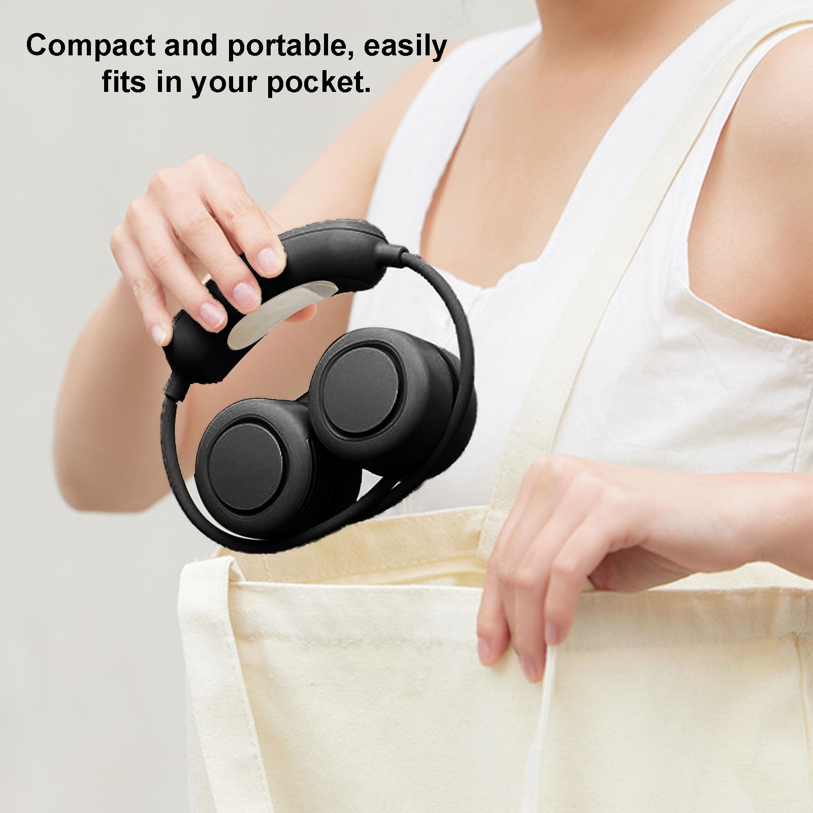 Zerodis Ventilatore da Collo Portatile, Silenzioso e Indossabile con Batteria, 3 velocità, Raffreddamento a Semiconduttore per Ufficio, Palestra, Viaggi e attività all'aperto. (BLACK)