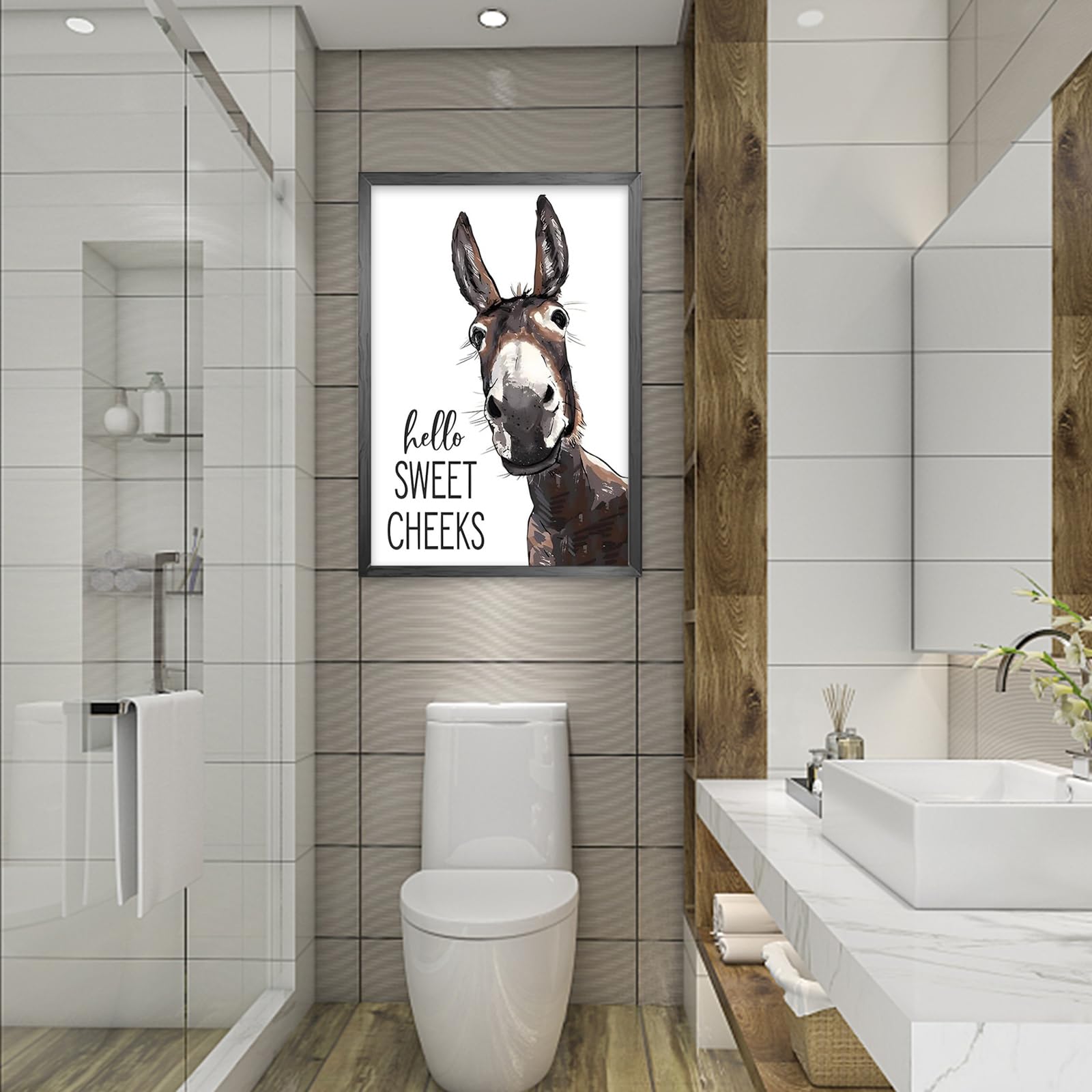 Quadro Divertente Per Bagno Con Asino Che Legge Il Giornale Sul Water, Decorazione Murale In Tela, Stampa Moderna Per Casa, Stile Fattoria