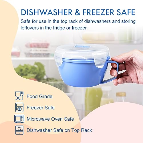 Miniatura 5 de MATICAN Tazón para microondas con tapa, paquete de 2 cuencos para sopa de microondas con tapa, tazón de fideos para ramen, sopa, bebidas, 30.43