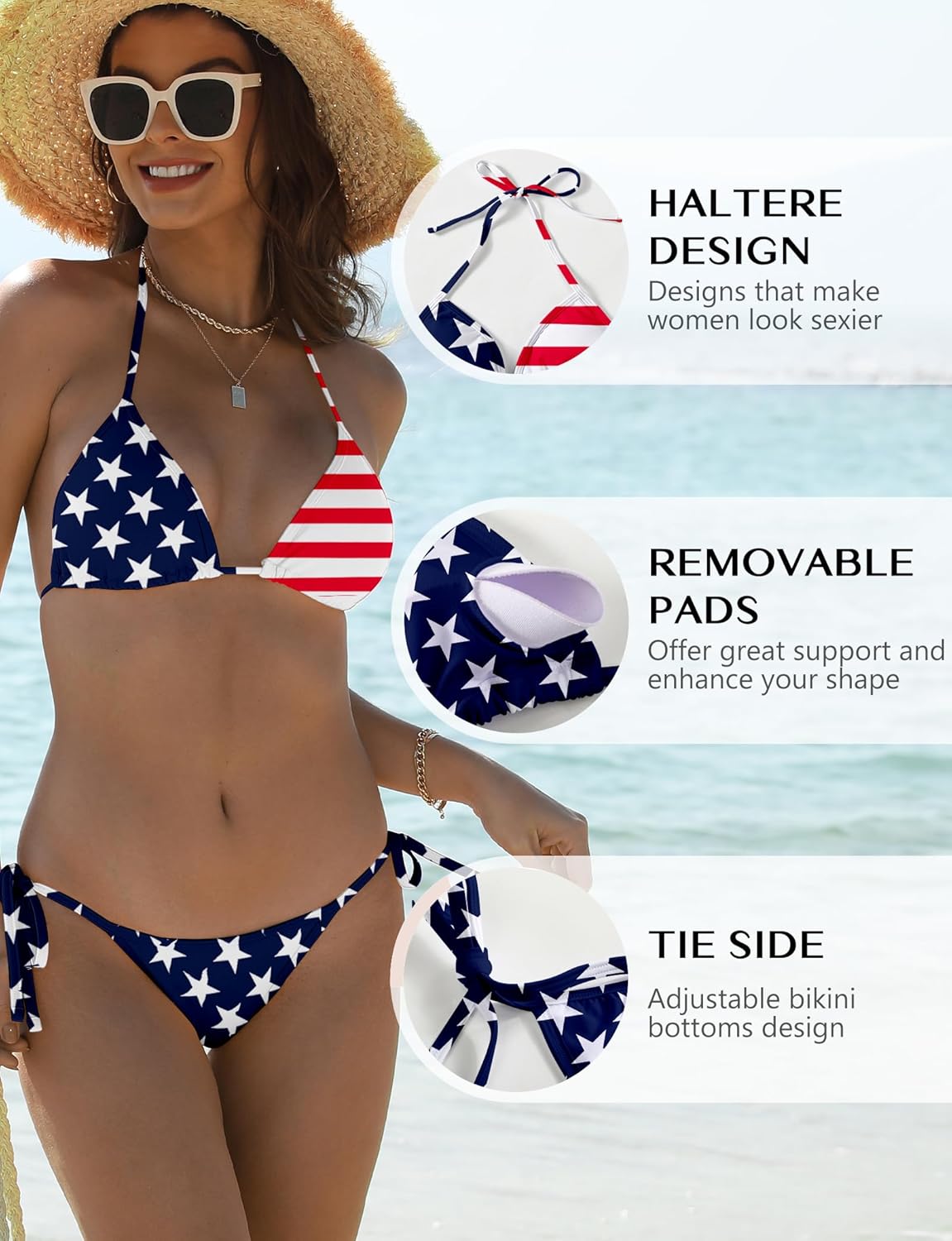 Buauty Bikini Sets for Women Two Piece Swimsuits Halter String Triangle Bathing Suit Sexy Tie Side Bottom Swimwear - Image 6