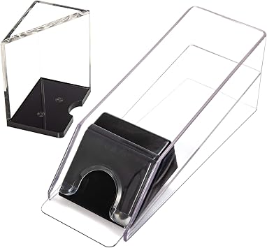 6-Deck Blackjack Dealer Shoe & Discard Tray Set - Smooth Card Roller and Casino Style Clear Acrylic Tabletop Design for Home Game Nights
