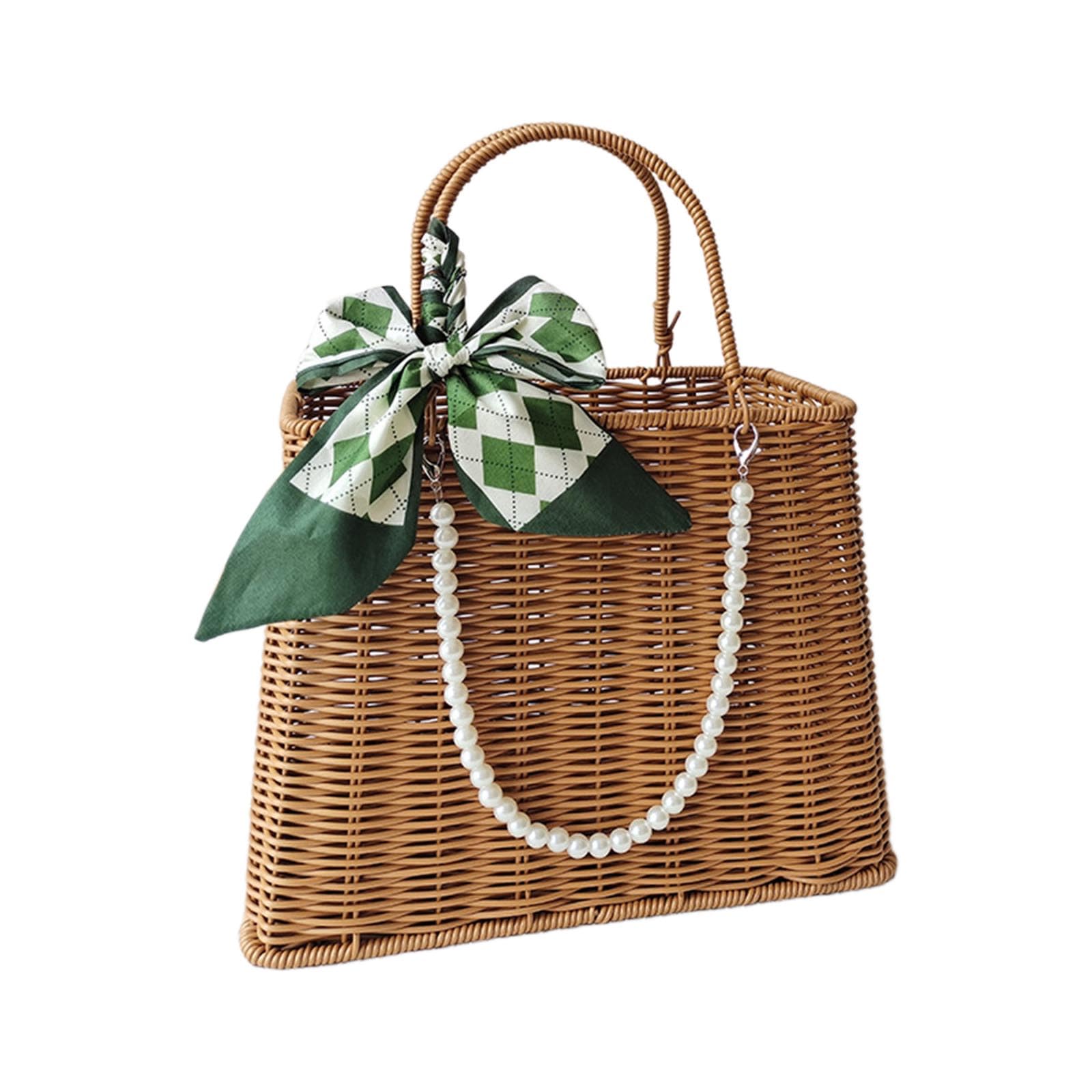Buxuaaaa Kitchen Organization Container Shopping Basket Practical Simulated Rattan Fruit Sundries Basket Storage Woven