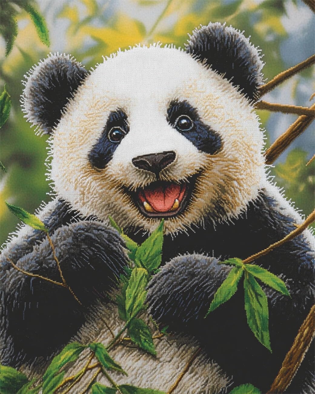 AxiangziK DIY Cross Stitch Kit Panda Portrait 11CT 60x80cm